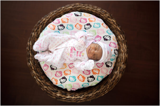 newborn baby in the basket