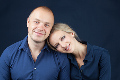 family studio photo shoot dark blue